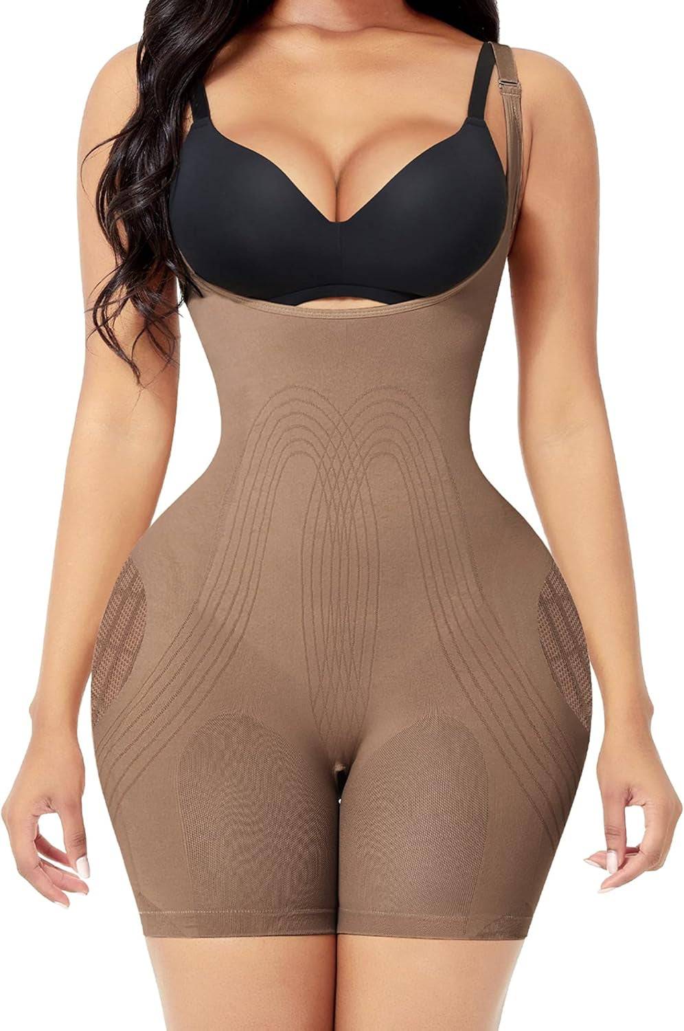 Women'S Shapewear Tummy Control Bodysuit Open Bust Butt Lifting Body Shaper