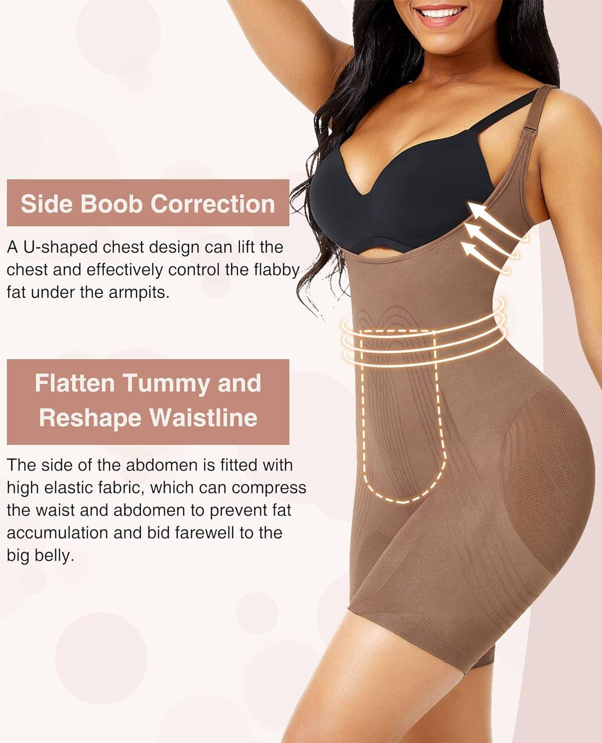 Women'S Shapewear Tummy Control Bodysuit Open Bust Butt Lifting Body Shaper