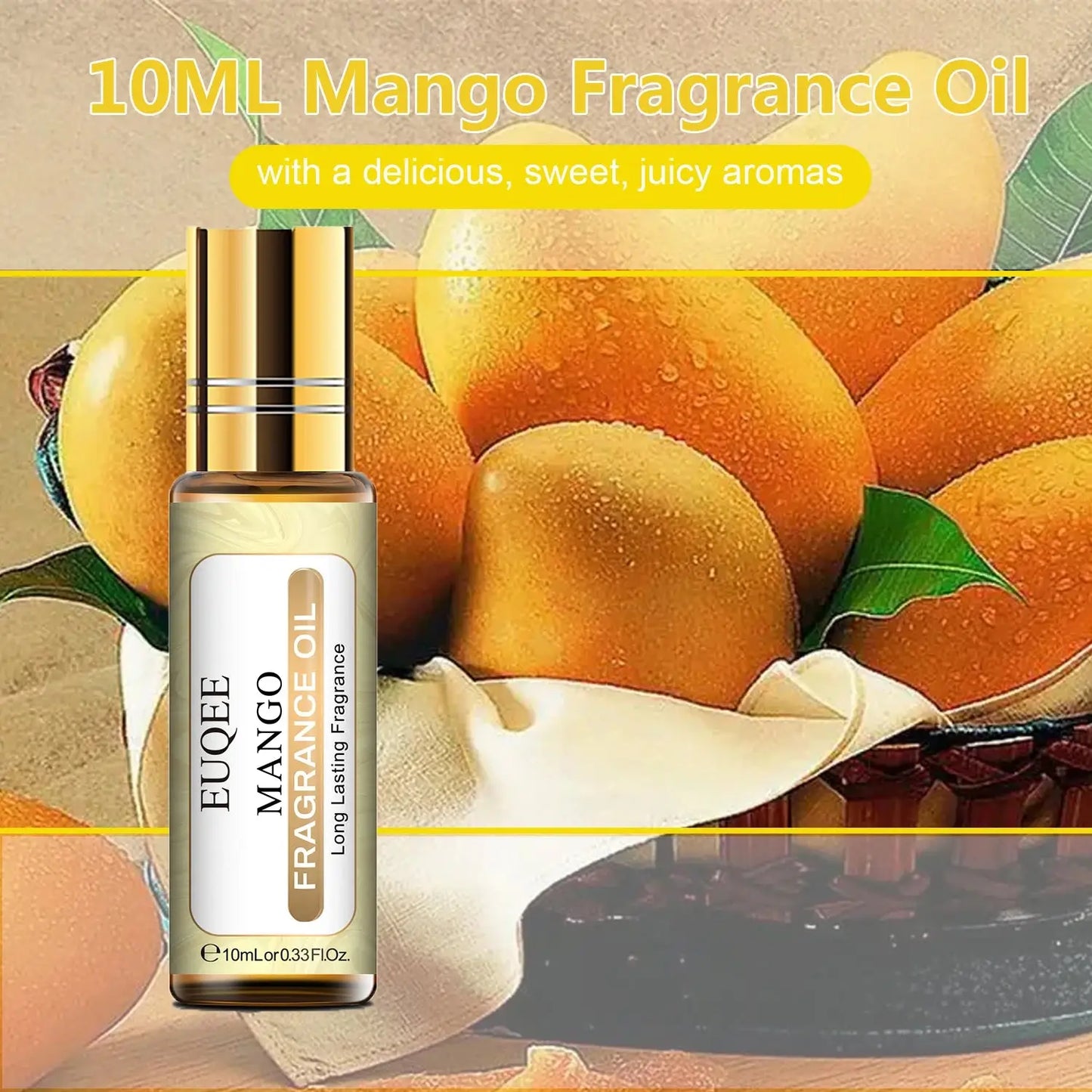 EUQEE 10ml Fruit Fragrance Oil Strawberry Watermelon Mango Cherry Coconut Peach Roller Fragrance Oils DIY Soap Candle Bath Bombs