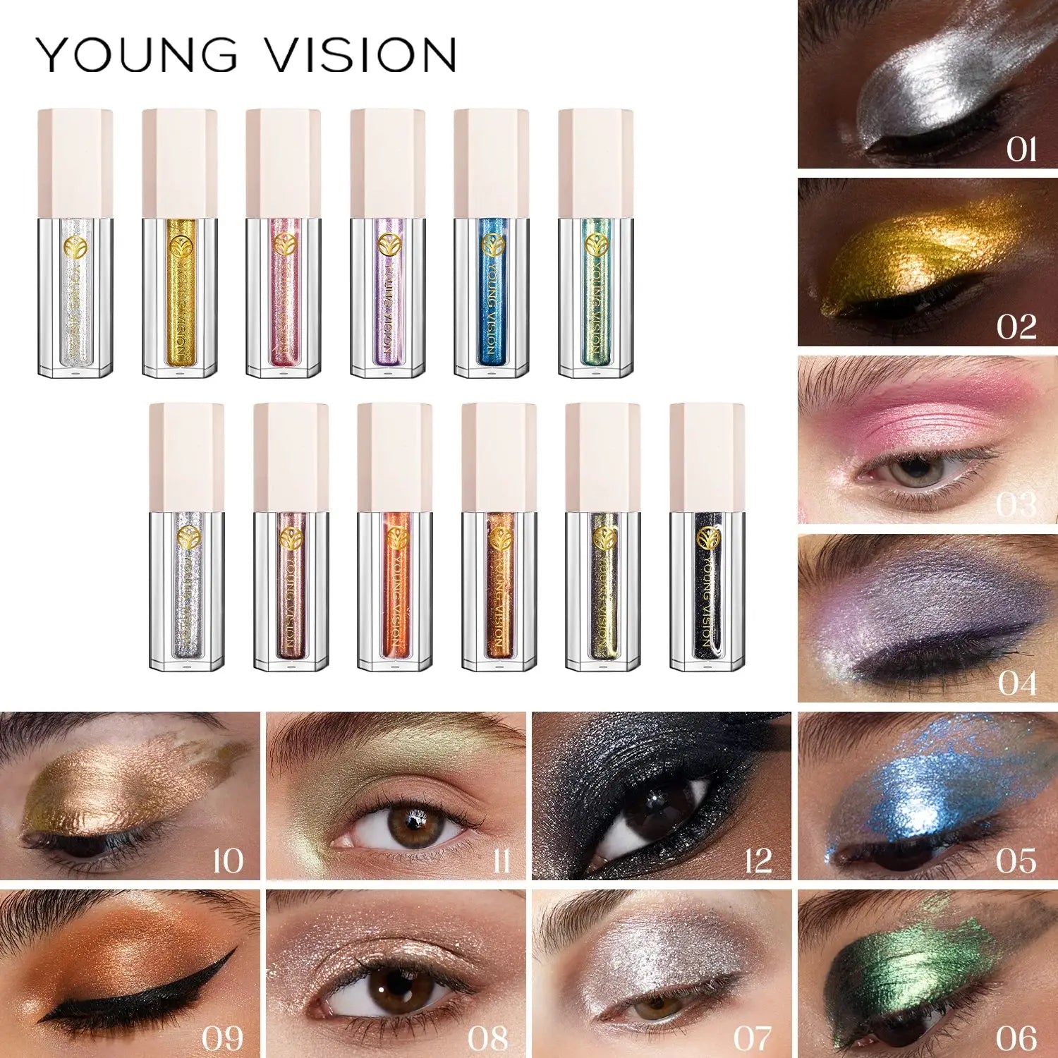 12-Color Shimmering Liquid Eyeshadow Set