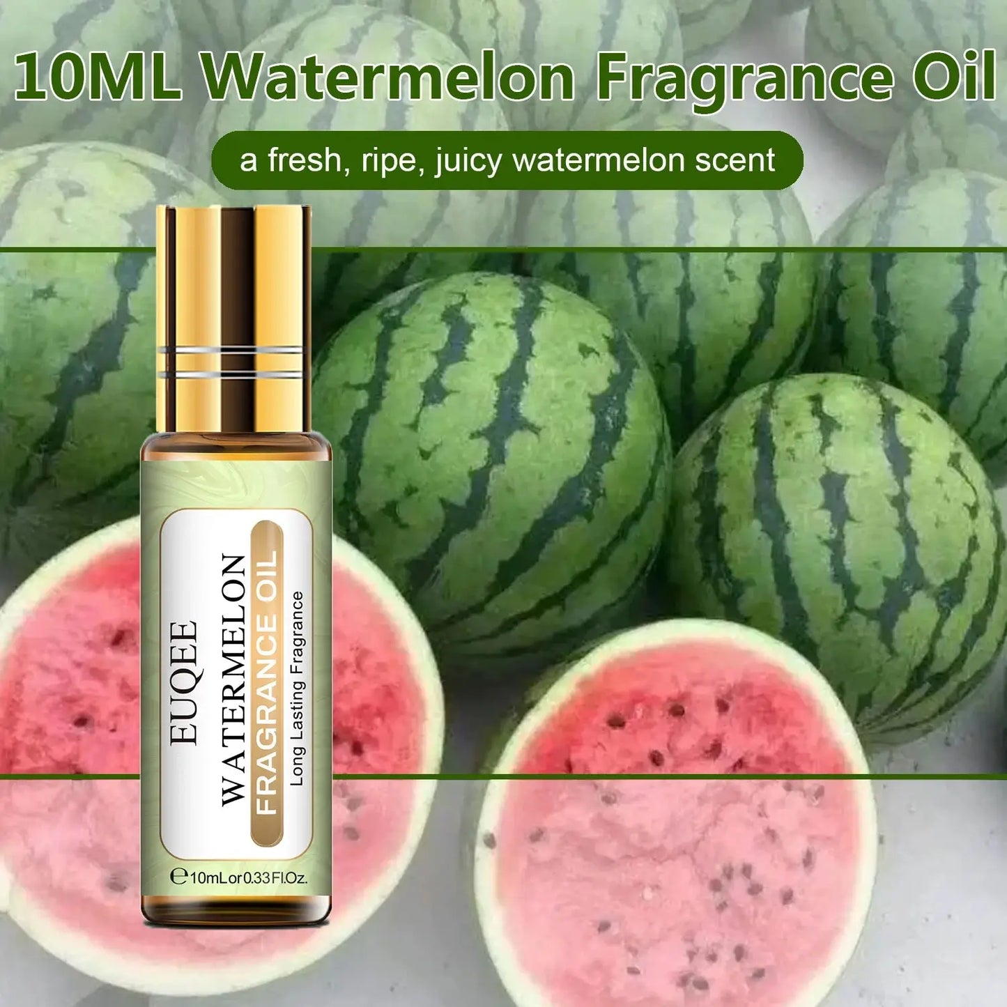 EUQEE 10ml Fruit Fragrance Oil Strawberry Watermelon Mango Cherry Coconut Peach Roller Fragrance Oils DIY Soap Candle Bath Bombs