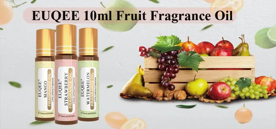 EUQEE 10ml Fruit Fragrance Oil Strawberry Watermelon Mango Cherry Coconut Peach Roller Fragrance Oils DIY Soap Candle Bath Bombs