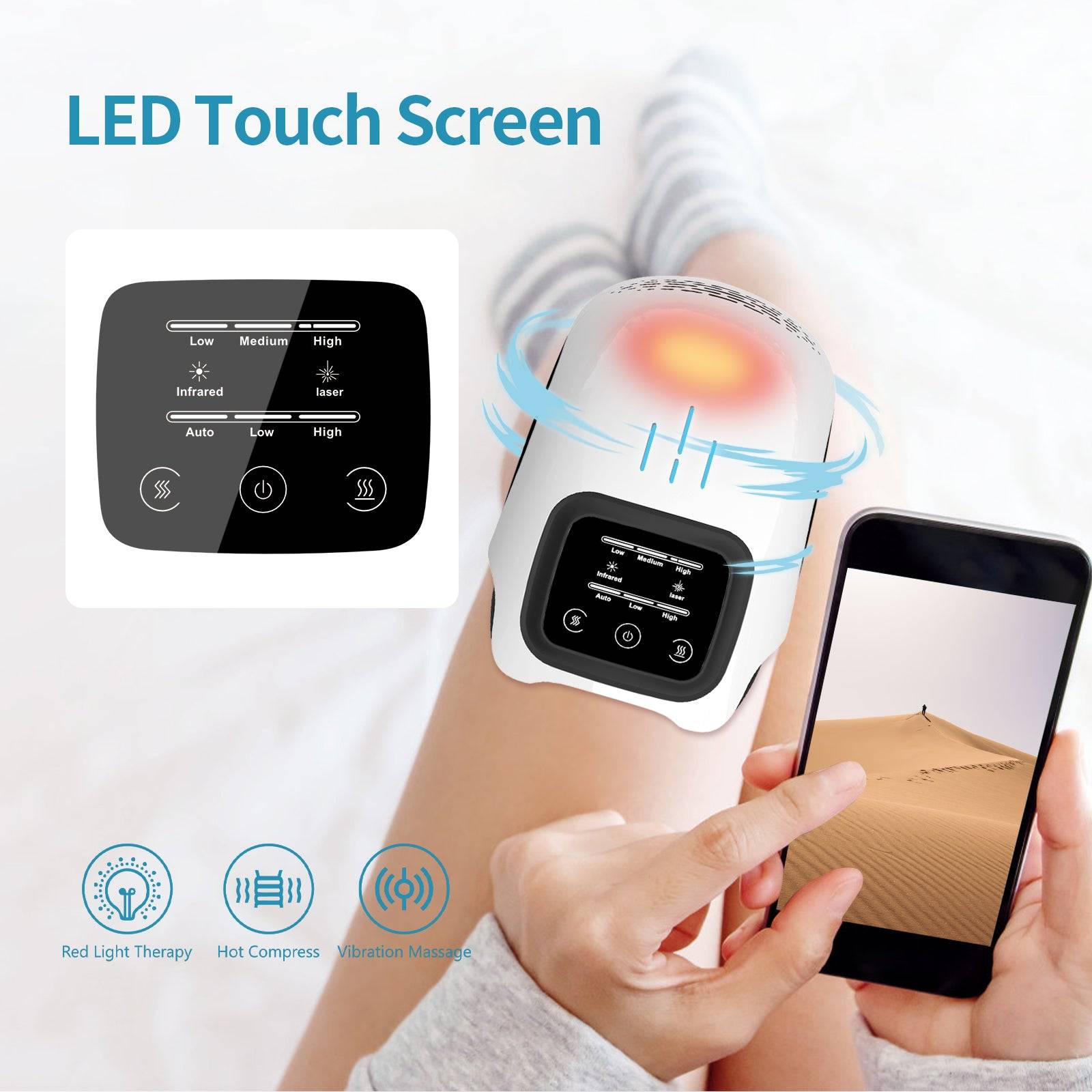 Electronic Knee Massager with LED touch screen controls