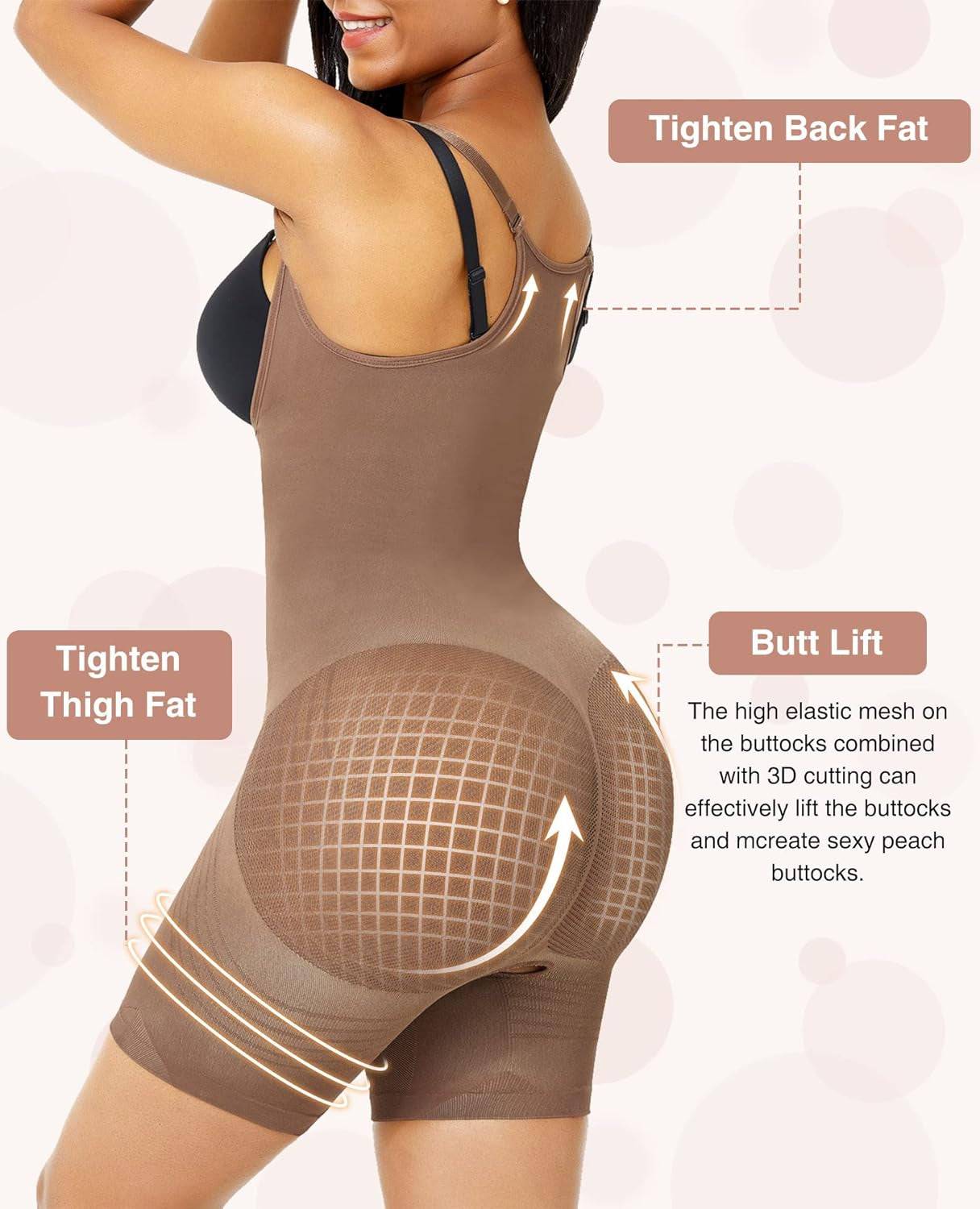 Women'S Shapewear Tummy Control Bodysuit Open Bust Butt Lifting Body Shaper